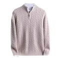 thumbnail image 1 of ShomPort Cable Knit Sweaters for Mens Mock Neck Zip Up Long Sleeve Thickened Basic Tops Ribbed Cuff Winter Trendy Comfort Blouses, 1 of 4