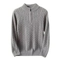 thumbnail image 1 of ShomPort Cable Knit Sweaters for Mens Mock Neck Zip Up Long Sleeve Thickened Basic Tops Ribbed Cuff Winter Trendy Comfort Blouses, 1 of 4