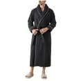 thumbnail image 1 of ShomPort Calf Length Robes for Mens Tie Long Sleeve Shawl Collared Bathrobes with Pockets Cozy Warm Solid Color Daily Loungewear, 1 of 8