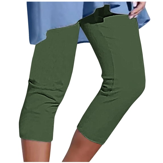 ShomPort Capri Leggings for Women Stretchy Soft Elastic High Waist Cropped Pants-Plus Size,M-4XL