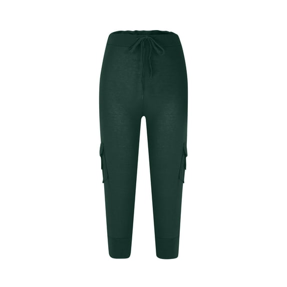 ShomPort Capri Yoga Pants for Women Plus Size Workout Joggers Cargo Capris Drawstring Waist Bikers Pants with Multi Pockets