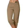 thumbnail image 1 of ShomPort Capris Pants for Womens High Waisted Solid Color Cuffed Pants Soft Summer Workout Hiking Camping Daily Trousers, 1 of 6