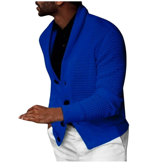 ShomPort Cardigan for Mens Long Sleeve V-Neck Knitted Mesh Button Ribbed Cuff Sweaters Comfort Solid Color Soft Office Daily Coat