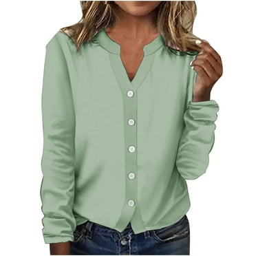 ShomPort Cardigan for Women Fall Long Sleeve Collared Button Down Cardigans Solid Color Casual Tops