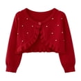 thumbnail image 1 of ShomPort Cardigans for Girls Crewneck Knitted Long Sleeve Polka Dot Printed Open Front Button Ruffle Coat Cute Daily Sweater, 1 of 3