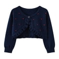 thumbnail image 1 of ShomPort Cardigans for Girls Crewneck Knitted Long Sleeve Polka Dot Printed Open Front Button Ruffle Coat Cute Daily Sweater, 1 of 3