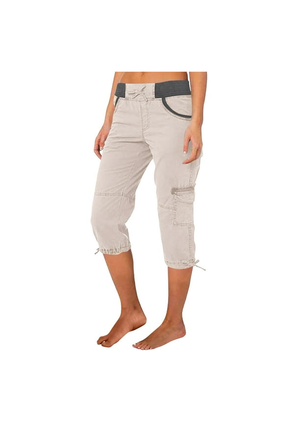 Cargo Pants for Women Capri Cargos High Waisted Streetwear Summer Casual Lounge Capris Pants with Multi Pockets