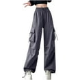 thumbnail image 1 of ShomPort Cargo Pants for Women High Waisted Wide Leg Pants Baggy Stretchy Streetwear with Multi-pockets, 1 of 8