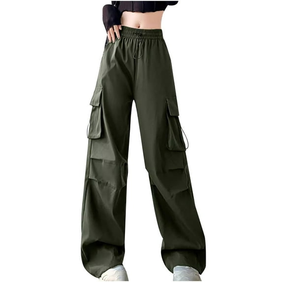 ShomPort Cargo Pants for Women High Waisted Wide Leg Pants Baggy Stretchy Streetwear with Multi-pockets