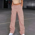 thumbnail image 1 of ShomPort Cargo Pants for Women Summer Casual High Waist Button Wide Leg Pants Trousers with Pockets, 1 of 7