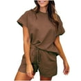 thumbnail image 1 of ShomPort Casual 2 Piece Outfits for Women Summer Baggy Round Neck Cap Sleeve Tops and Wide Leg Shorts with Pockets, 1 of 5