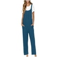 thumbnail image 1 of ShomPort Casual Button Suspender Overalls with Pockets for Women Summer Comfort Cotton Linen Jumpsuits, 1 of 8