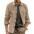 thumbnail image 1 of ShomPort Casual Corduroy Jacket for Men Lapel Long Sleeve Button Down Comfy Shirt Vintage Lightweight Chest Tops with Pocket, 1 of 5