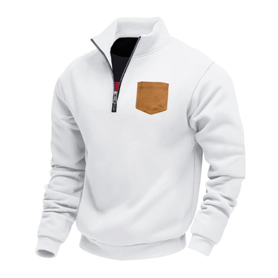 ShomPort Casual Hoodies for Men Fleece Mock Neck Quarter Zip Up Long Sleeve Sweatshirt Fall Winter Work Pocket Shirts
