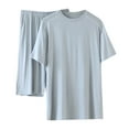thumbnail image 1 of ShomPort Casual Loungewear Set for Men Short Sleeve Round Neck Pullover Smoothing Loose Sleepwear Breathable Stretchy Daily Outfits, 1 of 8