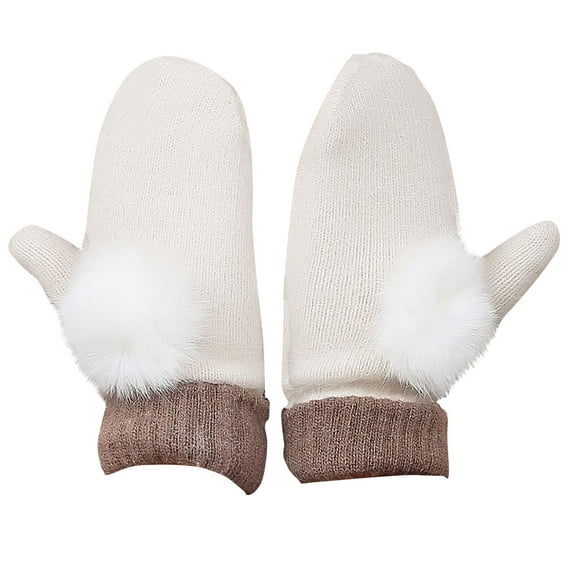 ShomPort Casual Mittens for Womens Fleece Full Finger Color Block Lined Cute Fall Winter Thick Thermal Gloves