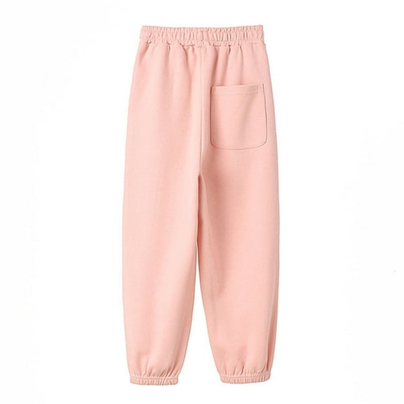 ShomPort Casual Pants for Girls Drawstring High Waisted Cinch Bottom Cotton Baggy Sweatpants Breathable Cozy Trousers with Pockets