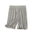thumbnail image 1 of ShomPort Casual Sleepwear for Womens Ruffle Trim Ribbed Elastic Waisted Ribbed Nightwear Smoothing Comfort Daily Loose Shorts, 1 of 5