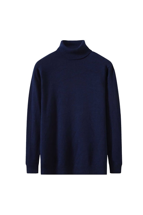 Casual Sweaters for Mens Long Sleeve Turtleneck Cotton Solid Color Soft Pullover Undershirt Soft Basic Layer Tees Blouses
