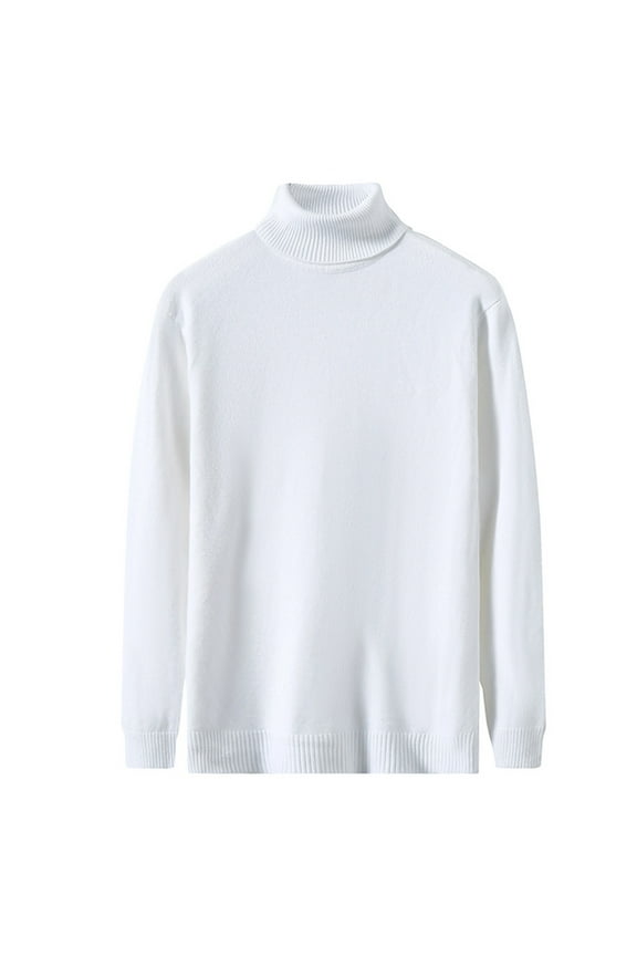 Casual Sweaters for Mens Long Sleeve Turtleneck Cotton Solid Color Soft Pullover Undershirt Soft Basic Layer Tees Blouses