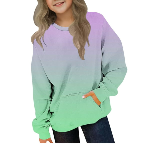 ShomPort Casual Sweatshirt for Children Long Sleeve Crewneck Gradient Color Tops Trendy Outdoor Thin Pullover Blouses Infant