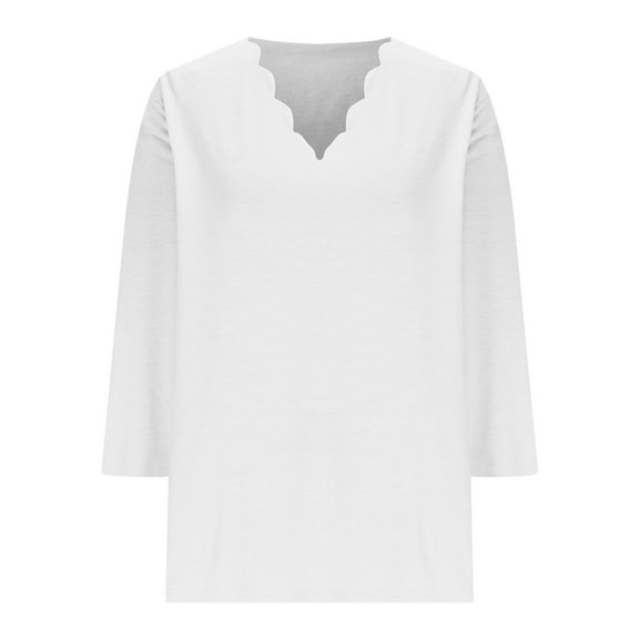 ShomPort Causal Tops for Womens Pullover V-Neck 3/4 Sleeve Plain Stretch Full Lightweight Classic Work Outfits