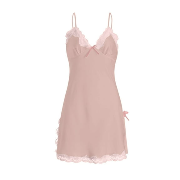 ShomPort Chemise Nightgowns for Women V Neck Slip Pajama Dress Soft Sleeveless Nightdress Fall Loose Sleepwear