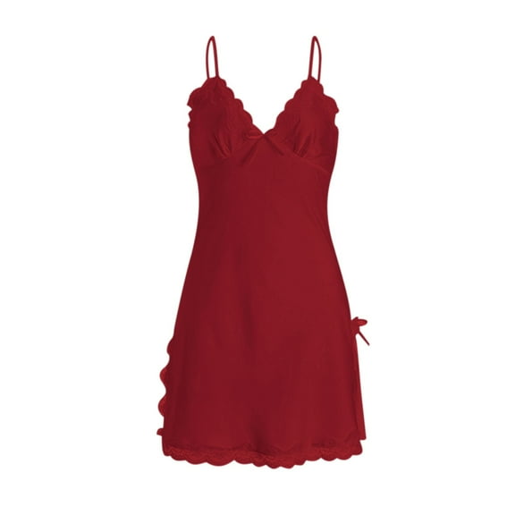 ShomPort Chemise Nightgowns for Women V Neck Slip Pajama Dress Soft Sleeveless Nightdress Fall Loose Sleepwear