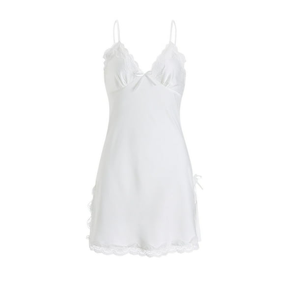 ShomPort Chemise Nightgowns for Women V Neck Slip Pajama Dress Soft Sleeveless Nightdress Fall Loose Sleepwear