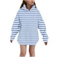 thumbnail image 1 of ShomPort Children Hooded Sweatshirt Striped Printed Casual Long Sleeve Lightweight Tops Outdoor Pocket Blouses for Infant, 1 of 5