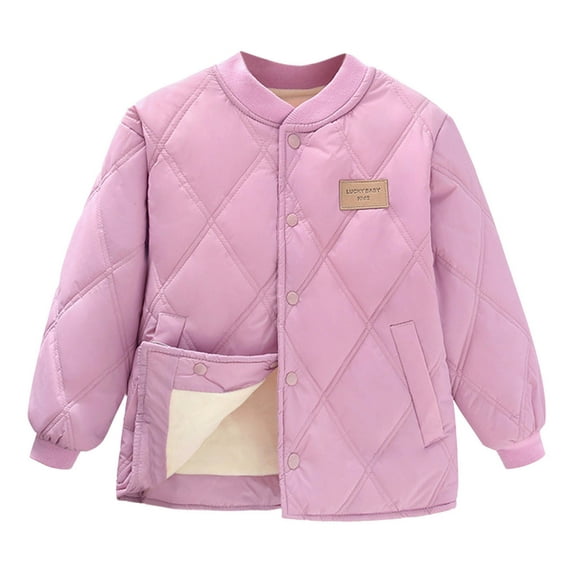 ShomPort Children Long Sleeve Coat Textured Cotton Solid Color Pocket Jacket Button Fall Winter Loose Clothes for Baby