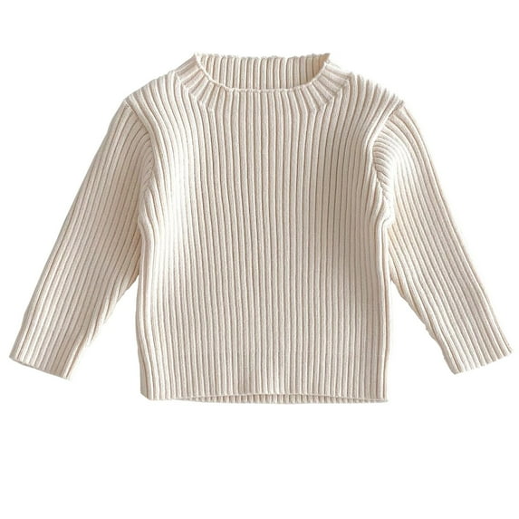 ShomPort Children Warm Knit Crew Neck Sweater Solid Color Soft Stretchy Pullover Fall Winter Basic Tops