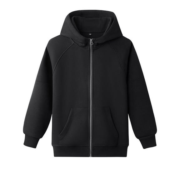 ShomPort Coat for Boys Girls Raglan Sleeve Full Zipper Solid Color Hoodies Athletic Running Outdoor Cozy Jackets with Pockets