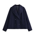 thumbnail image 1 of ShomPort Coats for Womens Lapel Double-Breasted Long Sleeve Dressy Outwear Vintage Fall Winter Going Out Trendy Outwear with Pockets, 1 of 7