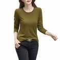 thumbnail image 1 of ShomPort Comfortable Tops for Women Basic Round Neck Long Sleeve T-Shirt Solid Color Pullovers, 1 of 2