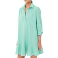 ShomPort Cotton Button Shirt Dress for Women Summer Casual Lapel Long