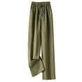 thumbnail image 1 of ShomPort Cotton Linen Drawstring Wide Leg Pants for Women Summer Elastic High Waist Casual Trousers with Pockets, 1 of 8