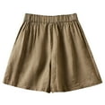 thumbnail image 1 of ShomPort Cotton Linen High Waist Shorts for Women Summer Trendy Elastic Waist Tie Wide Leg Shorts with Pockets, 1 of 3
