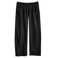 thumbnail image 1 of ShomPort Cotton Linen Pants for Women Wide Leg Elastic Waisted Casual Summer Trousers Loose Comfy ted Lounge Pants (Black 16), 1 of 6