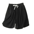 thumbnail image 1 of ShomPort Cotton Linen Wide Leg Pants for Women Summer Trendy Elastic High Waist Casual Shorts with Pockets, 1 of 5