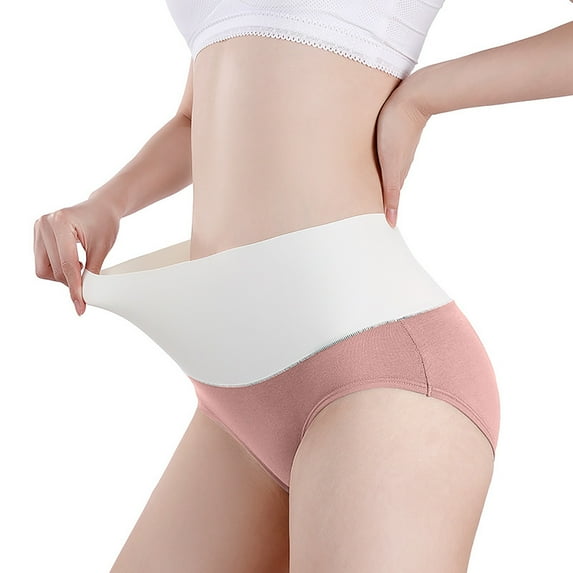 ShomPort Cotton Panties for Women High Waisted Stretchy Briefs Soft Color Blocked Hipster Underwear