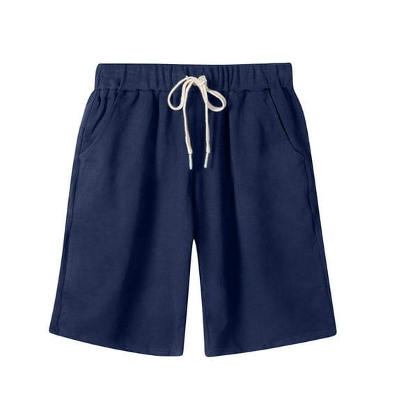 ShomPort Cotton Sport Shorts for Women Knee Length Drawstring Elastic Waist Shorts Running Gym Comfy Shorts