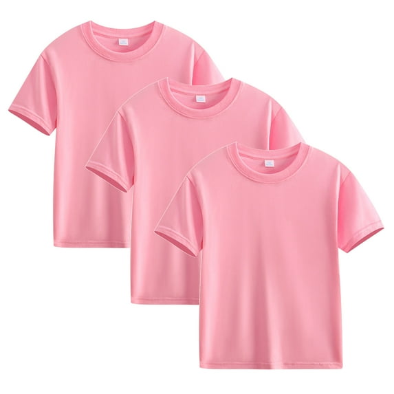ShomPort Cotton T-Shirts for Kids Boys Girls Unisex Basic Crew Neck Short Sleeve Shirts Tops 3 Pack