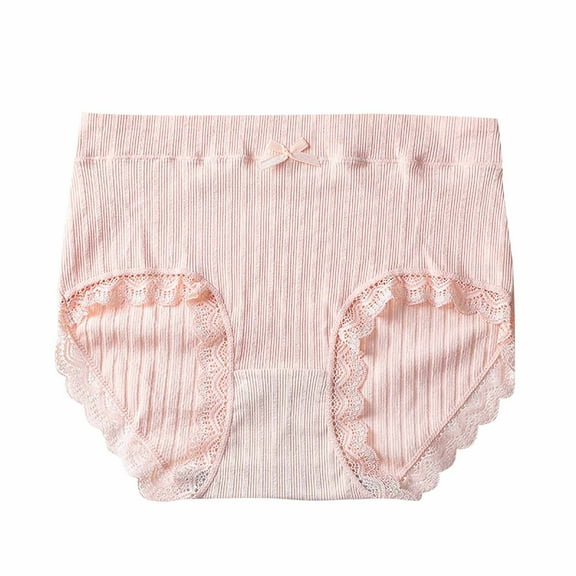 ShomPort Cotton Underwear for Women Comfortable Full Coverage Panties High Waist Lace Trim Cute Briefs