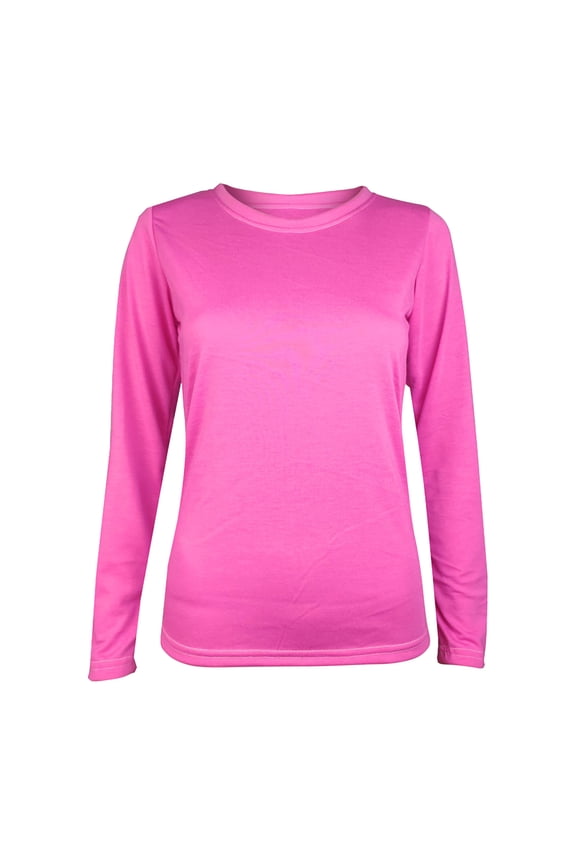 Crew Neck Long Sleeve T Shirts for Women Casual Stretch Slim Basic Top Tee Solid Color Soft Cotton Undershirt