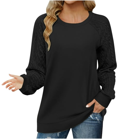 ShomPort Crewneck Sweatshirt for Women Fall Casual Long Sleeve Solid Color Tunic Pullover Tops