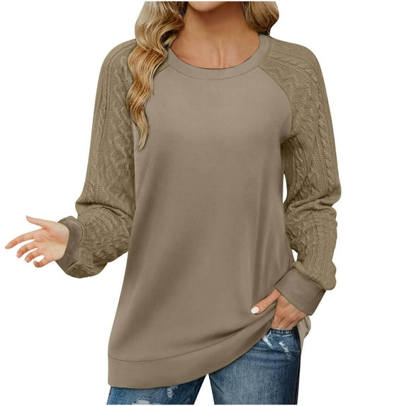 ShomPort Crewneck Sweatshirt for Women Fall Casual Long Sleeve Solid Color Tunic Pullover Tops