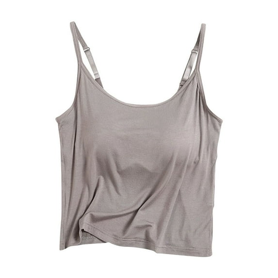 ShomPort Crop Tank Tops for Womens Adjustable Thin Straps Sleeveless Comfort Padded Nightwear Solid Color Smoothing Loungewear