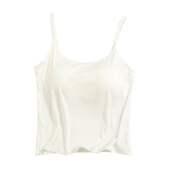 ShomPort Crop Tank Tops for Womens Adjustable Thin Straps Sleeveless Comfort Padded Nightwear Solid Color Smoothing Loungewear