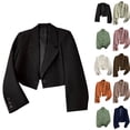 thumbnail image 1 of ShomPort Cropped Blazers for Women Long Sleeve Casual Open Front Trendy Business Suit Jackets Going Out Outfits, 1 of 5